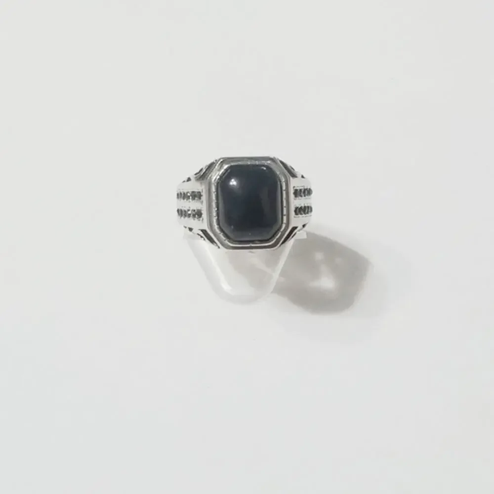 New stainless steel‎ black onyx ring size 14